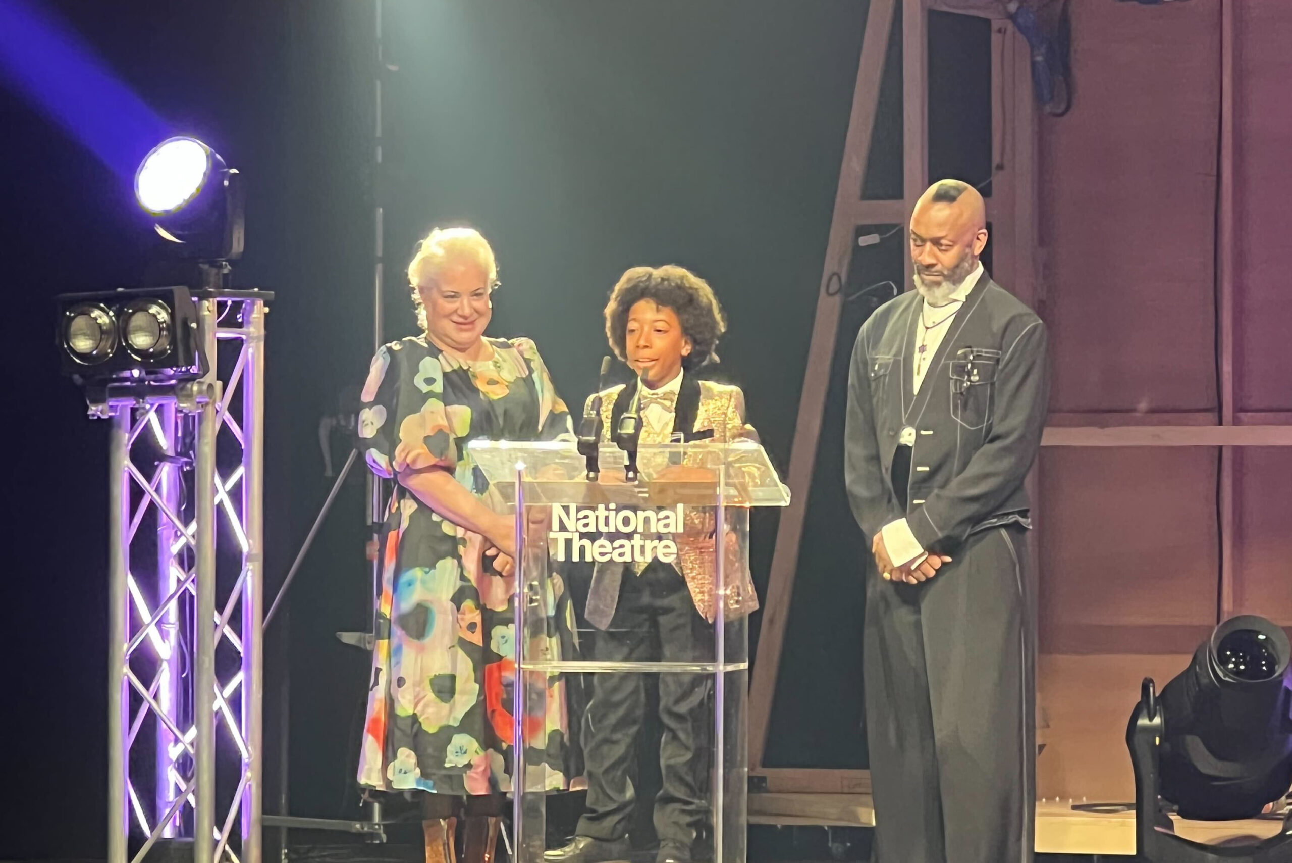 Kyrelle Lammy receiving an award on stage at the Black British Theatre Awards 2023