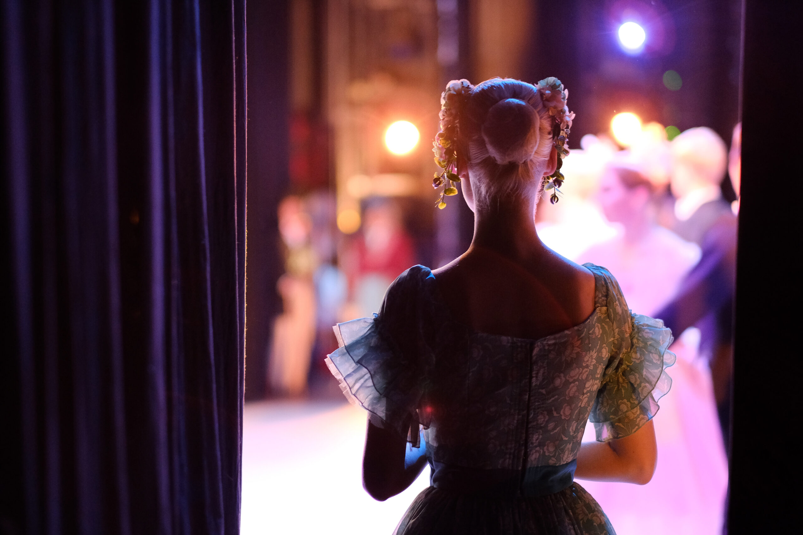 Actress in the wings waiting to come on stage